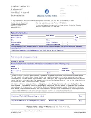 boston children's hospital record request.